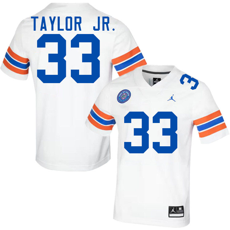 #33 Brien Taylor Jr. Gators Jersey,Florida Gators College Football Jerseys Stitched-Throwback White  #33 Brien Taylor Jr. Gators Jersey,Florida Gators College Football Jerseys Stitched-Throwback White